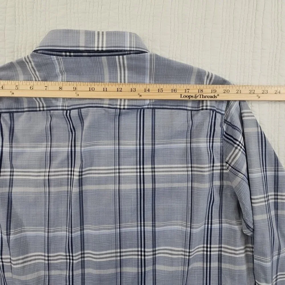 Joe by Joseph Abboud Button Down Shirt Men's XXL‎ Blue Gray Plaid EUC Classic